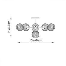 Load image into Gallery viewer, Allegra 6 Light Semi Flush Antique Brass Dimensions