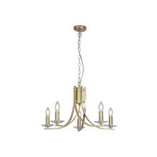 Load image into Gallery viewer, Ascona 5Lt Pendant Satin Brass Metal & Glass, LHSL4165-5SB, ceiling light,