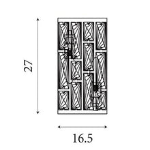 Load image into Gallery viewer, Line drawing of Bijou 2 Light Champagne Glass & Antique Brass Wall Light with dimensions, LHSL6582-2AB, wall light,