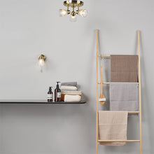 Load image into Gallery viewer, Cedric Bathroom Single Wall Spotlight Antique Brass Glass IP44 on bathroom wall with ceiling light and towel rack, LHDARCED0775, bathroom wall light,