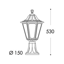 Load image into Gallery viewer, line drawing of Fumagalli RUT Minilot Lantern with Dimensions