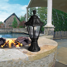 Load image into Gallery viewer, Fumagalli RUT Minilot Lantern E27, Black, outdoor lantern, shockproof resin, installed in garden on wall,