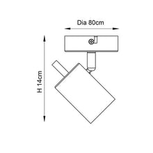 Load image into Gallery viewer, Line drawing of Gull Single Spotlight with dimensions, LHEND59931, ceiling light,