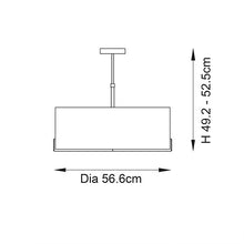 Load image into Gallery viewer, Line drawing of Hayfield 3 Light Pendant with dimensions, LHEND95839, ceiling light,