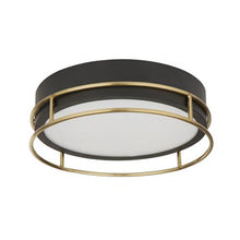 Load image into Gallery viewer, Phoenix 2 Light Black, Brass Metal & Frosted Glass Flush Fitting, LHSL62012-2PB, bathroom flush fitting,