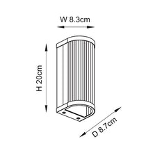 Load image into Gallery viewer, Ridgeton 1 Light Wall Light - Antique Brass and Ribbed Glass with dimensions, LHEND118596, wall light,