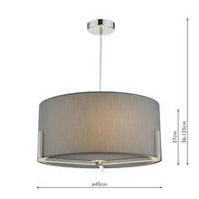 Load image into Gallery viewer, Santino 3 Light Grey / Satin Chrome with dimensions, LHDARSAN0339, ceiling light,