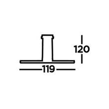 Load image into Gallery viewer, Line drawing of Tribeca Black Metal Bar Pendant with dimensions, LHSL96381-1BK, ceiling light,