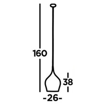 Load image into Gallery viewer, Line drawing of Vibrant Pendant - Metallic Gold Metal 26cm with dimensions, LHSL6461-26GO, pendant ceiling light, background.