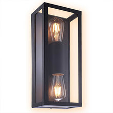 Load image into Gallery viewer, Black wall-mounted light fixture with glass cover on a white background, Vintage Framed Up/Down Wall Light, Temper Glass, E27 Base, wall light, SGDEWALUP-DN.