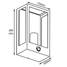Load image into Gallery viewer, Technical drawing of an outdoor wall light with dimensions labelled