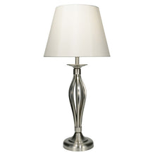 Load image into Gallery viewer, Bybliss Table Lamp Satin Chrome With Cream Shade