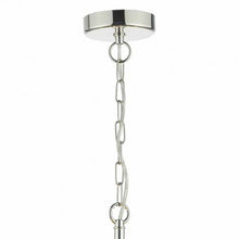 Load image into Gallery viewer, Cristin 4 Light Pendant Polished Nickel C/W Ivory Ribbon Shade chain display