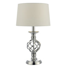 Load image into Gallery viewer, Iffley Table Lamp Chrome Twist Cage Base With Ivory Shade, www.the-lighthouse.ie