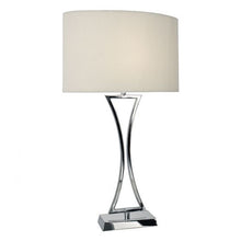 Load image into Gallery viewer, Oporto Wavy Table Lamp Polished Chrome complete with Cream Oval Shade
