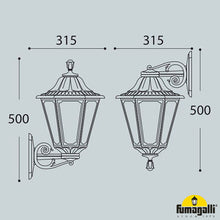 Load image into Gallery viewer, Fumagalli Rut Wall Lantern E27 cw Bisso Bracket Dimensions