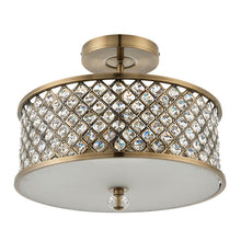 Load image into Gallery viewer, Hudson 3 Light Semi Flush Antique Brass Off