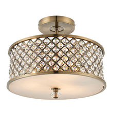 Load image into Gallery viewer, Hudson 3 Light Semi Flush Antique Brass On