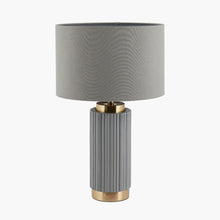 Load image into Gallery viewer, Ionic Grey Textured Ceramic and Gold Metal Table Lamp,
