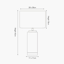 Load image into Gallery viewer, Ionic Grey Textured Ceramic and Gold Metal Table Lamp Dimensions
