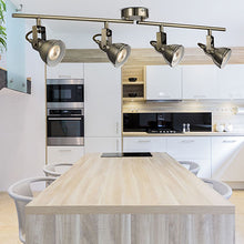 Load image into Gallery viewer, Focus Antique Brass 4 Light Ceiling Spotlight With Adjustable Bar In Kitchen