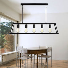 Load image into Gallery viewer, Voyager Matt Black 5 Light Lantern Bar Light With Clear Glass Panels