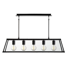 Load image into Gallery viewer, Voyager Matt Black 5 Light Lantern Bar Light With Clear Glass Panels