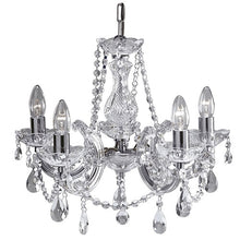 Load image into Gallery viewer, Marie Therese Chrome 5 Light Chandelier With Crystal Drops