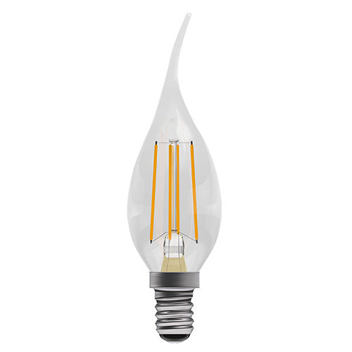 4W LED Filament Bent Tip Clear Candle Dimmable - SES, 2700K