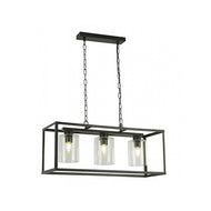 Scaffold Black Clear Glass 3 Light Bar Pendant, LHSL7873-3BK, ceiling light,