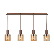 4LT Bar Amber Vintage Glass Pendant , glass shades, linear bar pendant, LHCLPF1607/4AMB, ceiling light, 