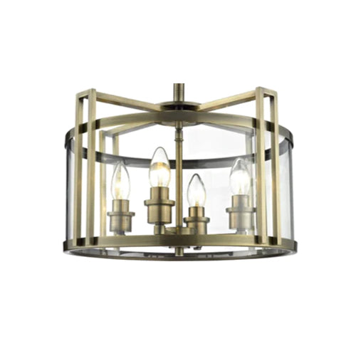 4 Light Lantern Antique Brass