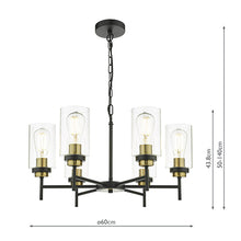Load image into Gallery viewer, Abel 6 Light Black / Gold Dimensions
