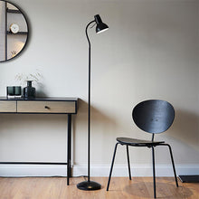 Load image into Gallery viewer, Amalfi Task Floor Lamp Matt Black with black chair in living room, LHEND106997, floor lamp,
