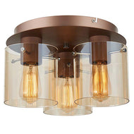 LHCLSF1607/3AMB, Amber Vintage Glass 3L Surface Fitting, ceiling light, 