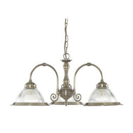 American Diner 3 Light Antique Brass & Ribbed Glass Pendant, LHSL9343-3, ceiling light,