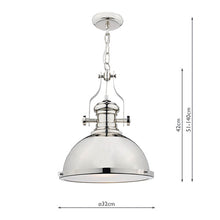 Load image into Gallery viewer, Arona 1 Light Pendant Polished Chrome Dimensions
