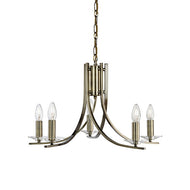 Ascona 5 Light Antique Brass Fitting w/ Clear Glass Sconces, LHSL4165-5AB, ceiling light,