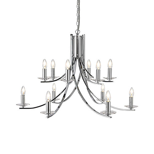 Ascona Chrome 12 Light Fitting Clear Glass Sconces