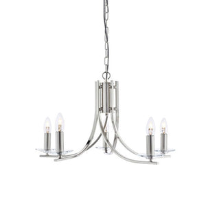 Ascona Satin Silver 5 Light Ceiling Fitting Glass Sconces