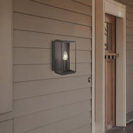Box Black Metal & Glass Outdoor Wall Light, LHSL8204BK, outdoor wall light,