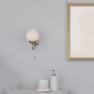 Barclay Bathroom Wall Light Antique Brass Opal Glass IP44 on wall above bathroom counter, LHDARBAR0775, bathroom wall light, 