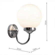 Load image into Gallery viewer, Barclay Bathroom Wall Light Polished Chrome Opal Glass IP44 Dimensions
