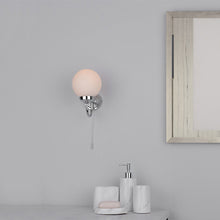 Load image into Gallery viewer, Barclay Bathroom Wall Light Polished Chrome Opal Glass IP44 In Use
