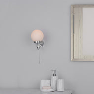 Barclay Bathroom Wall Light Polished Chrome Opal Glass IP44 on bathroom wall beside mirror, LHDARBAR0750, bathroom wall light,