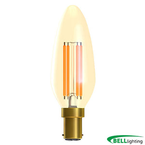 3.3W LED Vintage Candle Dimmable - SBC, Amber, 2000K