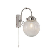 Belvue 1 Light IP44 Clear Globe Shade Chrome Bathroom Wall Light, LHSL3259CC, bathroom wall light,