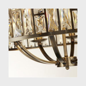 Bijou 8 Light Antique Brass & Champagne Glass Large Pendant Light Close Up