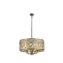 Load image into Gallery viewer, Bijou 8 Light Antique Brass &amp; Champagne Glass Large Pendant Light
