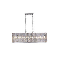Rectangular chandelier with crystal accents, Bijou 8 Light Oval Diner Pendant Chrome Metal & Clear Crystal, LHSL65818-8CC, ceiling light, 